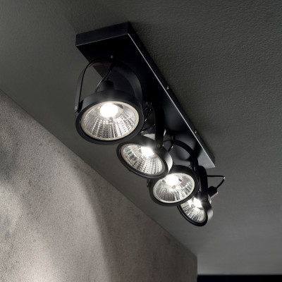 Ideal lux - Glim - Faretto da soffitto con struttura in metallo e 4 diffusori orientabili - 4 Lampadine GU10 50W - IP20 - SKU: 20021G