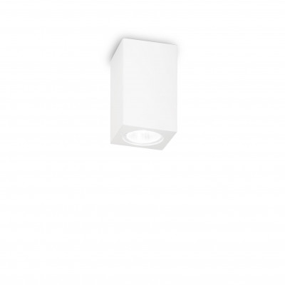 Ideal lux - Tower - Faretto da soffitto con struttura quadrata in gesso dal design moderno - Colore: Bianco - 1 Lampadina GU10 35W - IP20 - SKU: 155791