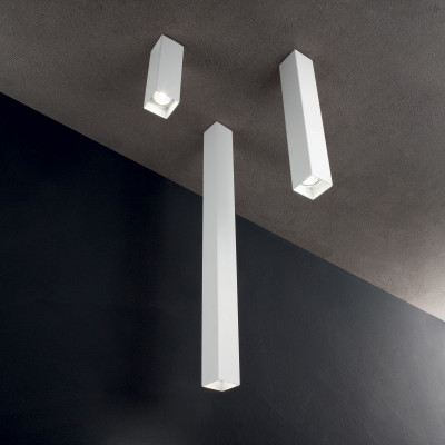 Ideal lux - Sky - Faretto da soffitto in alluminio con diffusore quadrato basso - 1 Lampadina GU10 28W - IP20 - SKU: 23377P
