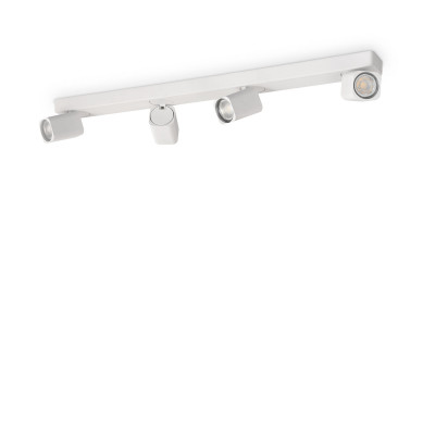 Ideal lux - Rudy - Faretto da soffitto struttura in alluminio e 4 diffuosri orientabili quadrati - Colore: Bianco - 4 Lampadine - GU10 - 35W - IP20 - SKU: 294827