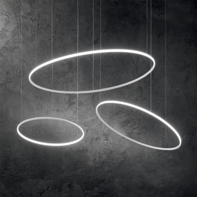 Ideal lux - Hulahoop - Lampada a sospensione a led con diffusore rotondo in metallo piccolo - Colore: Bianco - 1 Lampadina Led Integrato 28W - Lumen 3000 - Gradi Kelvin 3000k Luce Calda - IP20 - SKU: 258775