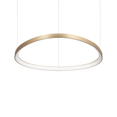 Ideal lux - Gemini - Lampada a sospensione a led grande in alluminio dal design moderno - Colore: Ottone - 1 Lampadina - Led Integrato - 56W - Lumen 6300 - Gradi Kelvin 3000k Luce Calda - IP20 - SKU: 269849