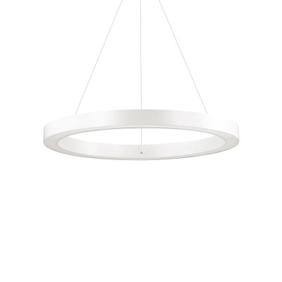 Ideal lux - Oracle - Lampada a sospensione a led in allumino con diffusore in acrilico media - Colore: Bianco - 1 Lampadina - Led Integrato - 33W - Lumen 3800 - Gradi Kelvin 3000k Luce Calda - IP20 - SKU: 211398