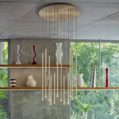 Ideal lux - Filo - Lampada a sospensione con 12 diffusori singoli a led - 12 Lampadine Led Integrato 19W - lumen 2100 - Gradi Kelvin 3000k Luce Calda - IP20 - SKU: 2634
