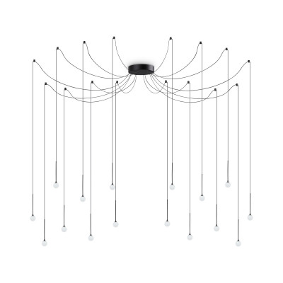 Ideal lux Lucciola Lampada a sospensione con corpo in metallo e 16 diffusori led in acrilico Colore: Nero