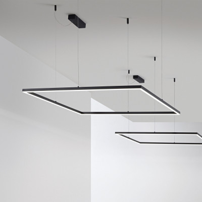 Ideal lux - Oracle Slim Square - Lampada a sospensione con diffusore a led quadrato grande - 1 Lampadina Led Integrato 53W - Lumen 5200 - Gradi Kelvin 3000k Luce Calda - IP20 - SKU: 2591G