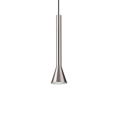Ideal lux - Diesis - Lampada a sospensione con singolo diffusore led a cono in metallo verniciato - Colore: Nichel - 1 Lampadina - Led Integrato - 7W - Lumen 500 - Gradi Kelvin 3000k Luce Calda - IP20 - SKU: 285122