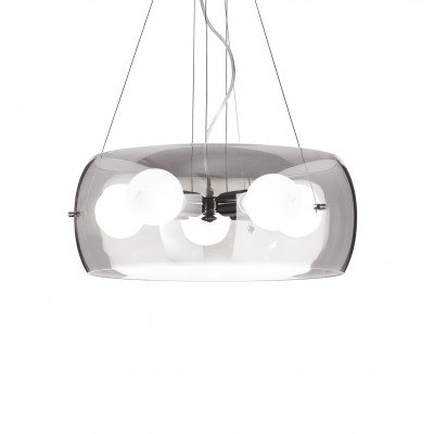 Ideal lux - Audi-10 - Lampada a sospensione con struttura in metallo e diffusore in vetro soffiato - Colore: Grigio Fumè - 5 Lampadine - E27 - 60W - IP20 - SKU: 103983