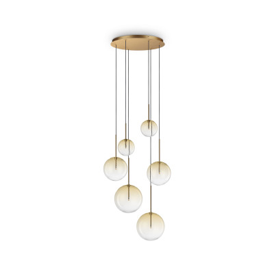 Ideal lux - Equinoxe - Lampada a sospensione con struttura metallo rotonda e 6 diffusori in vetro - 6 Lampadine G9 2W - IP20 - SKU: 3172R