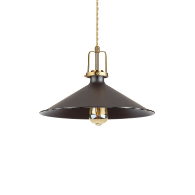 Ideal lux - Eris - Lampada a sospensione diffusore a cono in metallo grande dal design industrial - Colore: Nero - 1 Lampadina - E27 - 42W - IP20 - SKU: 249087