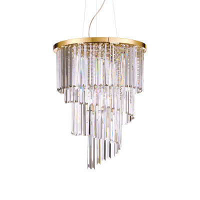 Ideal lux Carlton Lampada a sospensione elegante diffusore grande rotondo con cristalli pendenti Colore: Oro