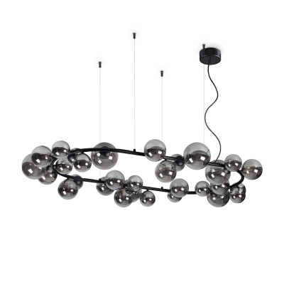 Ideal lux - Perlage - Lampada a sospensione gigante struttura in metallo e 30 diffusori in vetro - Colore: Grigio Fumè - 30 Lampadine - G9 - 15W - IP20 - SKU: 296753