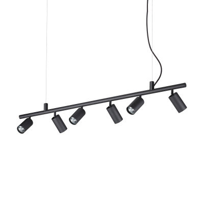 Ideal lux - Dynamite - Lampada a sospensione grande con 6 faretti orientabili - Colore: Nero - 6 Lampadine - GU10 - 28W - IP20 - SKU: 231396