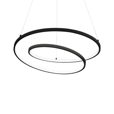 Ideal lux - Oz - Lampada a sospensione grande con diffusore a LED dal design moderno - Colore: Nero - 1 Lampadina - Led Integrato - 52W - Lumen 6400 - Gradi Kelvin 4000k Luce Naturale - IP20 - SKU: 342443