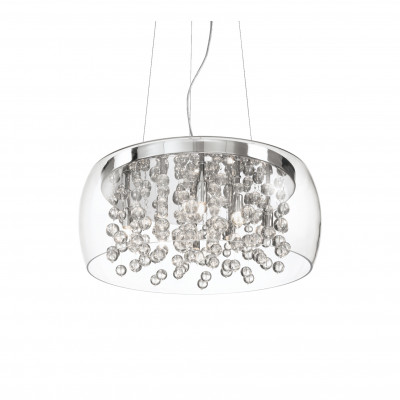 Ideal lux - Audi-80 - Lampada a sospensione grande con diffusore in vetro con sfere in vetro pendenti - Colore: Trasparente - 8 Lampadine - G9 - 40W - IP20 - SKU: 031750