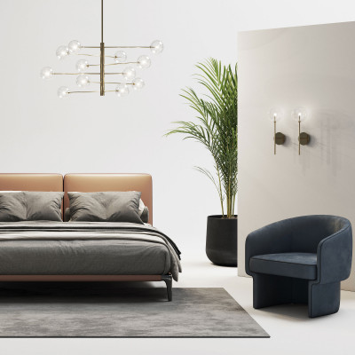 Ideal lux - Equinoxe - Lampada a sospensione grande con struttura metallo e 12 diffusori in vetro - 12 Lampadine G9 2W - IP20 - SKU: 2001G