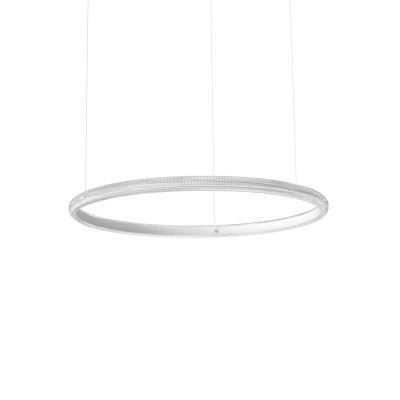 Ideal lux - Miracle - Lampada a sospensione grande in alluminio con diffusore a led - Colore: Bianco - 1 Lampadina Led Integrato 45W - Lumen 6200 - Gradi Kelvin 3000k Luce Calda - IP20 - SKU: 325835