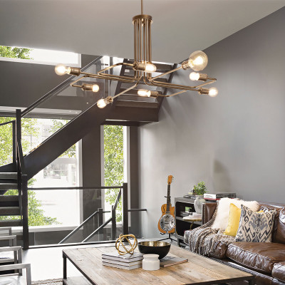 Ideal lux - Triumph - Lampada a sospensione in metallo dal design moderno con 8 lampadine - Colore: Ottone - 8 Lampadine E27 60W - IP20 - SKU: 160269