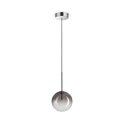 Ideal lux - Equinoxe - Lampada a sospensione in metallo e diffusore in vetro rotondo piccolo - Colore: Grigio Fumè - 1 Lampadina - G9 - 2W - IP20 - SKU: 326351