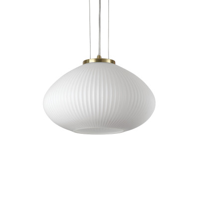 Ideal lux - Plissè - Lampada a sospensione in metallo placato e diffusore in vetro - Colore: Ottone - 1 Lampadina - E27 - 60W - IP20 - SKU: 264547
