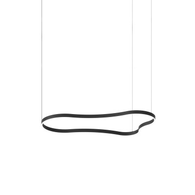 Ideal lux - Waves - Lampada a sospensione LED grande con struttura in alluminio dal design moderno - Colore: Nero - 1 Lampadina - Led Integrato - 54W - Lumen 7500 - Gradi Kelvin 3000k Luce Calda - IP20 - SKU: 345277
