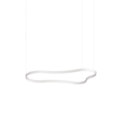 Ideal lux - Waves - Lampada a sospensione LED grande con struttura in alluminio dal design moderno - Colore: Bianco - 1 Lampadina - Led Integrato - 54W - Lumen 7500 - Gradi Kelvin 3000k Luce Calda - IP20 - SKU: 345291