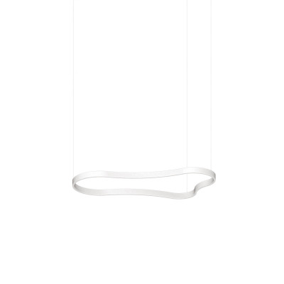 Ideal lux - Waves - Lampada a sospensione LED media con struttura in alluminio dal design moderno - Colore: Bianco - 1 Lampadina - Led Integrato - 45W - Lumen 6350 - Gradi Kelvin 3000k Luce Calda - IP20 - SKU: 345260