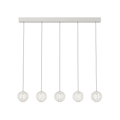 Ideal lux - Diamond - Lampada a sospensione lineare a LED struttura in metallo e diffusori in acrilco - Colore: Trasparente - 5 Lampadine Led Integrato 23W - Lumen 2500 - Gradi Kelvin 3000k Luce Calda - IP20 - SKU: 343471