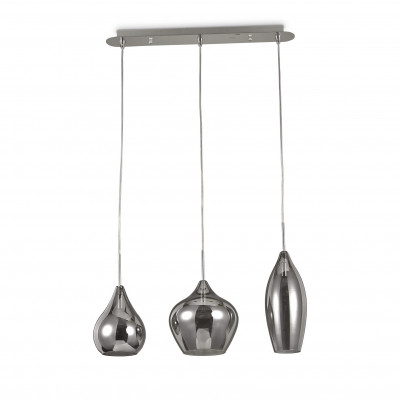 Ideal lux - Soft - Lampada a sospensione lineare in metallo con 3 diffusori in vetro soffiato - 3 Lampadine E14 40W - IP20 - SKU: 1118L
