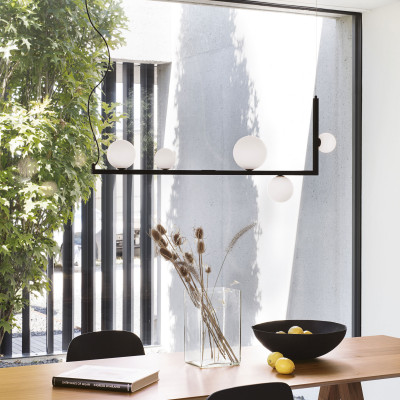 Ideal lux - Birds - Lampada a sospensione lineare in metallo con diffusori in vetro - Colore: Nero - 5 Lampadine G9 15W - IP20 - SKU: 273648