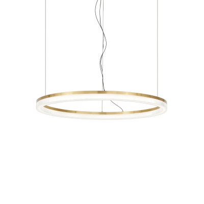 Ideal lux - Crown - Lampada a sospensione media con struttura in metallo e diffusore a LED - Colore: Ottone - 1 Lampadina Led Integrato 30W - Lumen 3450 - Gradi Kelvin 3000k Luce Calda - IP20 - SKU: 314938
