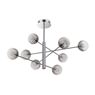 Ideal lux - Equinoxe - Lampada a sospensione media con struttura metallo e 8 diffusori in vetro - Colore: Grigio Fumè - 8 Lampadine - G9 - 2W - IP20 - SKU: 345437