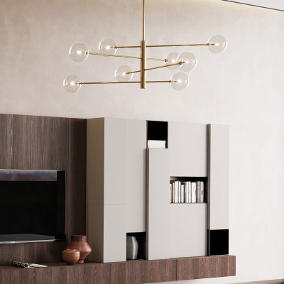 Ideal lux - Equinoxe - Lampada a sospensione media con struttura metallo e 8 diffusori in vetro - 8 Lampadine G9 2W - IP20 - SKU: 2751P