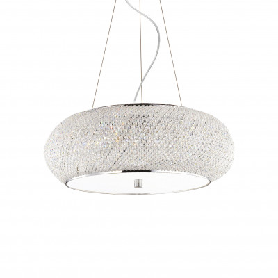 Ideal lux Pashà Lampada a sospensione media elegante con diffusore con perle di cristallo Colore: Cromato