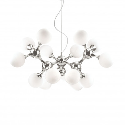 Ideal lux - Nodi - Lampada a sospensione moderna in metallo con 15 diffusori in vetro acidato - Colore: Bianco - 15 Lampadine - E14 - 28W - IP20 - SKU: 082073