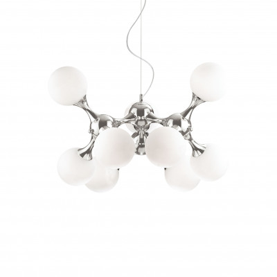 Ideal lux - Nodi - Lampada a sospensione moderna in metallo con 9 diffusori in vetro acidato - Colore: Bianco - 9 Lampadine - E14 - 8W - IP20 - SKU: 082059