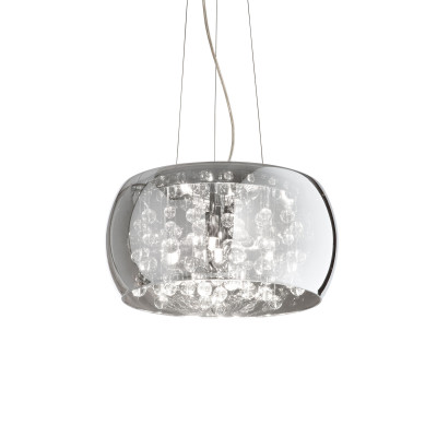 Ideal lux - Audi-80 - Lampada a sospensione piccola con diffusore in vetro con sfere in vetro pendenti - Colore: Grigio Fumè - 5 Lampadine - G9 - 40W - IP20 - SKU: 197661
