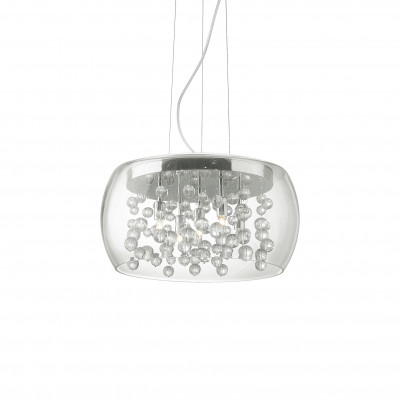 Ideal lux - Audi-80 - Lampada a sospensione piccola con diffusore in vetro con sfere in vetro pendenti - Colore: Trasparente - 5 Lampadine - G9 - 40W - IP20 - SKU: 031743