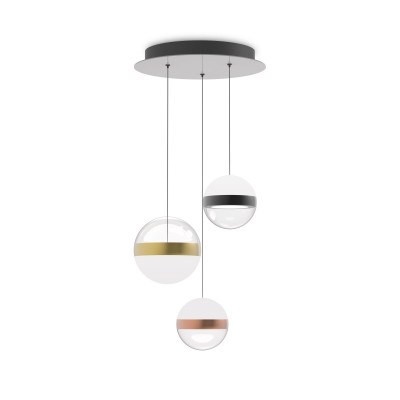 Ideal lux - Galaxy - Lampada a sospensione piccola rotonda con 3 diffusori in acrilico - Colore: Bianco - 3 Lampadine Led Integrato 29W - Lumen 2800 - Gradi Kelvin 3000k Luce Calda - IP20 - SKU: 342993