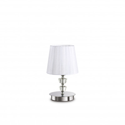 Ideal lux Pegaso Lampada da comodino in metallo e cristallo e paralume in organza Colore: Bianco