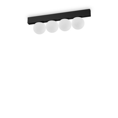Ideal lux - Ping Pong - Lampada da soffitto a led in metallo con diffusori lineari in acrilico - Colore: Nero - 4 Lampadine - Led Integrato - 12W - Lumen 1000 - Gradi Kelvin 3000k Luce Calda - IP20 - SKU: 313283