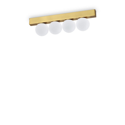 Ideal lux - Ping Pong - Lampada da soffitto a led in metallo con diffusori lineari in acrilico - Colore: Ottone - 4 Lampadine - Led Integrato - 12W - Lumen 1000 - Gradi Kelvin 3000k Luce Calda - IP20 - SKU: 328249