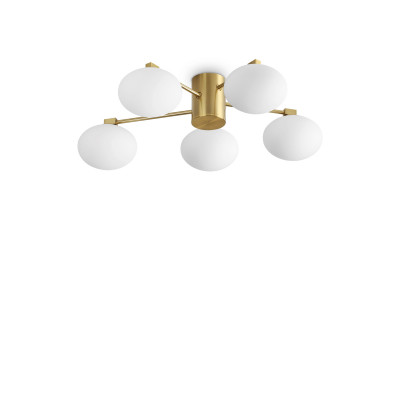 Ideal lux - Hermes - Lampada da soffitto con bracci corti in metallo e 5 diffusori in vetro - 5 Lampadine G9 28W - IP20 - SKU: 32269G