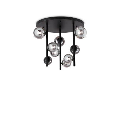 Ideal lux - Perlage - Lampada da soffitto con struttura in metallo e 9 diffusori in vetro - Colore: Grigio Fumè - 9 Lampadine - G9 - 15W - IP20 - SKU: 328416