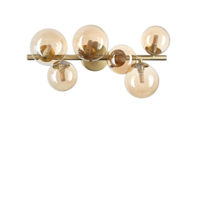Ideal lux - Perlage - Lampada da soffitto con struttura lineare in metallo con 6 diffusori in vetro - Colore: Ambra - 6 Lampadine - G9 - 15W - IP20 - SKU: 327822