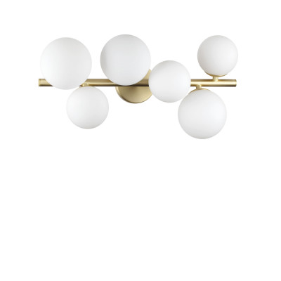 Ideal lux - Perlage - Lampada da soffitto con struttura lineare in metallo con 6 diffusori in vetro - Colore: Bianco - 6 Lampadine - G9 - 15W - IP20 - SKU: 309279