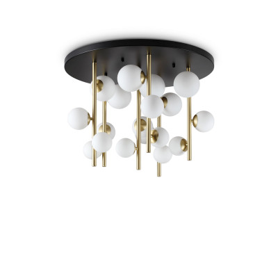 Ideal lux - Perlage - Lampada da soffitto grande con struttura in metallo e 18 diffusori in vetro - Colore: Bianco - 18 Lampadine - G9 - 15W - IP20 - SKU: 328393