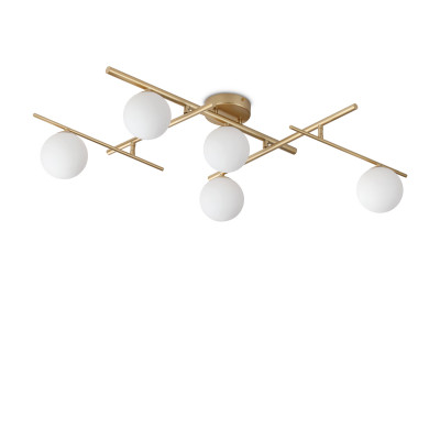 Ideal lux - Atlas - Lampada da soffitto grande in metallo con 5 diffusori in vetro posizionabili - Colore: Oro - 5 Lampadine - G9 - 4W - IP20 - SKU: 311364