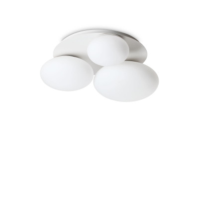 Ideal lux - Ninfea - Lampada da soffitto grande rotonda in metallo con 3 diffusori in vetro acidato - Colore: Bianco - 3 Lampadine - GX53 - 15W - IP20 - SKU: 306964
