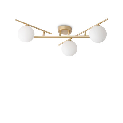 Ideal lux - Atlas - Lampada da soffitto in metallo con 3 diffusori in vetro posizionabili - Colore: Oro - 3 Lampadine - G9 - 4W - IP20 - SKU: 311340